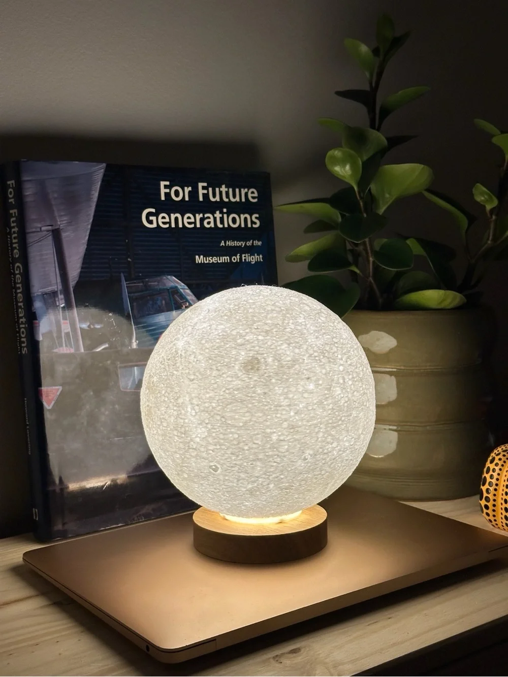 3D Printed Moon Lamp with Wooden LED Stand Lantern